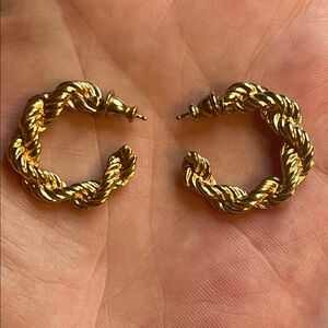 Gold Twisted Rope Hoop Earrings - Women's Jewelry